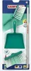 A product packaging for a Leifheit cleaning set for children, including a broom, dustpan, and hand brush. Podgląd zdjęcia produktu
