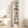 Bílý stojací regál na knihy, vysoký, prostorný, moderní Náhled obrázku produktu 6