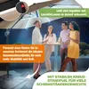 People gathered around a table under a large patio umbrella at night, with the umbrella's lights on. Produktbild-Vorschau