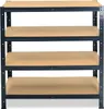 A four-tier metal shelving unit with particle board shelves, shown against a white background. Anteprima dell’immagine prodotto