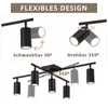 A diagram illustrating the flexible design of a black ceiling spotlight with multiple adjustable heads. Náhled obrázku produktu
