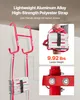 A collage of images showing a red emergency ladder, a person holding the ladder, and a close-up of the ladder's strap. Anteprima dell’immagine prodotto
