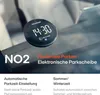 A close-up of an electronic parking disc on a car windshield, with marketing text overlay. Náhled obrázku produktu