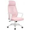 A pink and white ergonomic office chair with a headrest, shown from a three-quarter angle against a white background. Produktbild-Vorschau