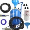A blue sandblasting machine with various accessories laid out around it on a white background. Produktbild-Vorschau