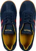 A top-down view of a pair of blue Gola sneakers with red stripes and yellow accents. Náhled obrázku produktu