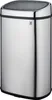A stainless steel trash can with a black lid. Anteprima dell’immagine prodotto