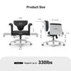 Product size dimensions and weight capacity information for an office chair. Podgląd zdjęcia produktu