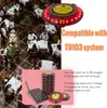 A busy restaurant interior with people dining at tables, and a close-up of a restaurant pager system. Produktbild-Vorschau