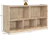 A wooden toy shelf with multiple compartments, shown with dimensions indicated by measurement lines and text. Podgląd zdjęcia produktu