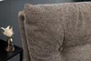 Close-up of a taupe fabric chair with a button detail. Produktbild-Vorschau