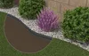 A close-up view of a black plastic lawn edging installed between a lawn and a gravel bed with plants. Anteprima dell’immagine prodotto