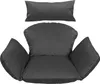 A set of dark gray cushions for a hanging chair, including a back cushion and two side cushions, laid out on a white background. Produktbild-Vorschau