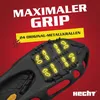 A close-up marketing image of the sole of a shoe with metal spikes for traction on ice or snow. Produktbild-Vorschau