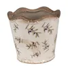Clayre & Eef Pot de fleurs Ø 13x12 cm Beige Bleu Céramique Voir les images du produit 1