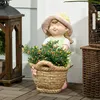 Mädchen Mit Blumentopf Wetterbeständige Gartenfigur, Produktbild-Vorschau 2