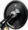 A close-up view of the back of a black motorcycle handlebar end mirror. Náhled obrázku produktu