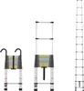 Three different configurations of a telescopic ladder are displayed against a white background. Náhľad obrázku produktu