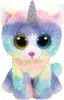 A stuffed toy unicorn cat with rainbow colors and large glittery eyes. Podgląd zdjęcia produktu