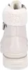 The back view of a white winter boot with a fluffy white lining. Produktbild-Vorschau