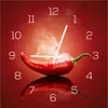 Wanduhr aus Glas 30x30cm Uhr als Glasbild Küche Chili Produktbild-Vorschau 1