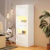 Merax LED-Vitrine Hochglanz Weiß mit 16 Farben, 3 Produktbild-Vorschau 1