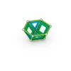 A geometric construction toy made of green and blue panels and silver connectors, shown against a white background. Náhled obrázku produktu