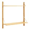 A wooden wall shelf with two shelves, mounted on a white background. Voir les images du produit