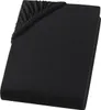 A folded black fitted sheet on a white background. Produktbild-Vorschau