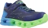 A side view of a child's blue and green athletic shoe. Voir les images du produit