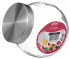 A glass jar with a silver lid and a label showing product details and colorful candies. Podgląd zdjęcia produktu