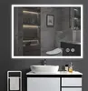 A modern bathroom vanity with a vessel sink and a large illuminated mirror above it. Produktbild-Vorschau