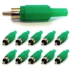 10x Cinch Stecker Grün zum Löten mit Knickschutz RCA Audio Produktbild-Vorschau 1