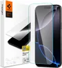 A product shot of a Spigen screen protector for an iPhone, with the packaging in the background. Podgląd zdjęcia produktu