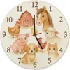 Bauernhoftiere Aquarellstil Wanduhr aus MDF für Produktbild-Vorschau 1