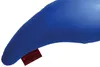 A close-up of a blue pillow with a tag. Produktbild-Vorschau