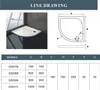 A line drawing and a table showing dimensions of a shower enclosure. Produktbild-Vorschau