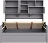 A grey wooden daybed with an open storage cabinet above it. Náhľad obrázku produktu