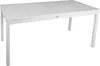 A white outdoor dining table with a slatted top and four legs, presented against a plain white background. Produktbild-Vorschau