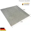 A metal grate is shown from a diagonal angle against a white background. Text and logos are present in the upper right corner, and a flag is in the lower left corner. Produktbild-Vorschau