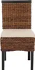 A front view of a woven dining chair with a beige cushion. Produktbild-Vorschau