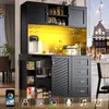 Moderner Buffetschrank 120x40x188cm mit LED Beleuchtung Produktbild-Vorschau 1