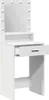 A white vanity table with a mirror and lights, and an open drawer. Náhľad obrázku produktu