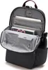 The inside of a backpack is shown, with compartments for electronics and other items. Produktbild-Vorschau