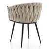 A studio shot of a beige armchair with a woven backrest and black legs. Náhled obrázku produktu