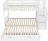 A white wooden bunk bed with a pull-out bed and storage drawers visible underneath. Náhľad obrázku produktu