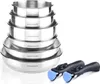 A stack of stainless steel pots and pans with two detachable handles. Anteprima dell’immagine prodotto