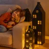 2er Set Laterne Haus 65-95cm Metall Schwarz Deko Windlicht Produktbild-Vorschau 4