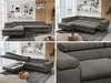 A collage of images showing a sectional sofa in a living room setting and close-ups of its features. Produktbild-Vorschau