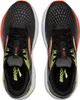 A top-down view of a pair of black running shoes with yellow and orange accents. Podgląd zdjęcia produktu